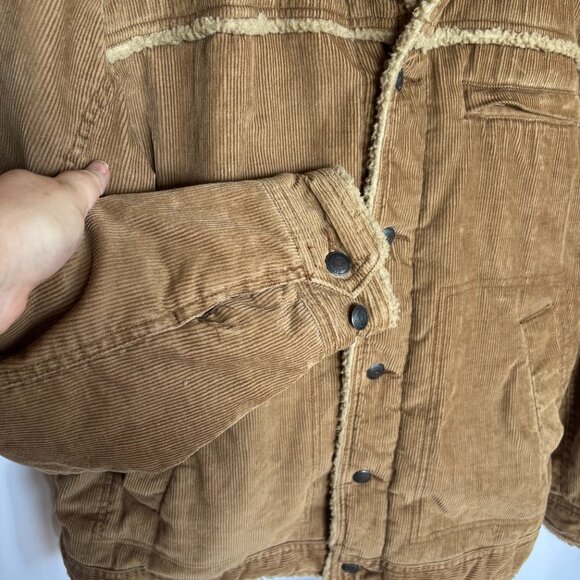 Aeropostale Men's 90s Tan Corduroy Sherpa Lined Jacket Y2K Size Large EUC - Picture 6 of 11